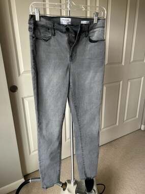 FRAME Le High Skinny Grey Raw Hem Jeans Size 29